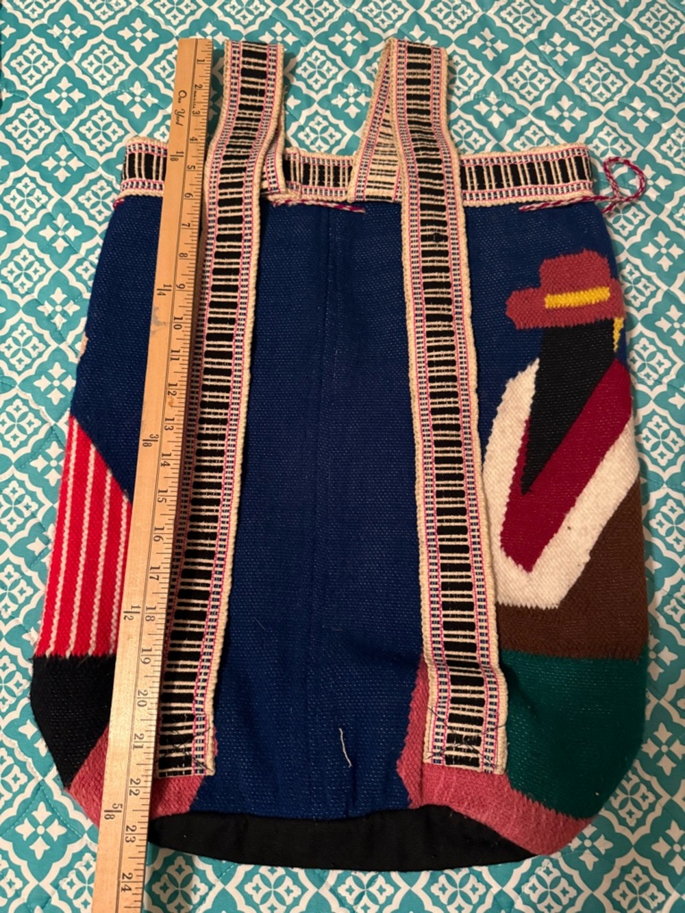 Handwoven Colorful Peruvian Bag with Tassels - Picture 5 of 7